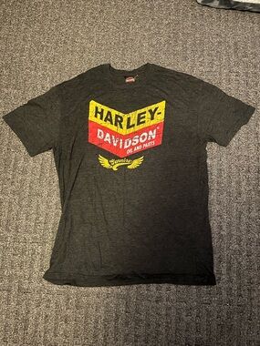 Harley-Davidson Charcoal Short Sleeve Tee with Yellow & Red Logo
